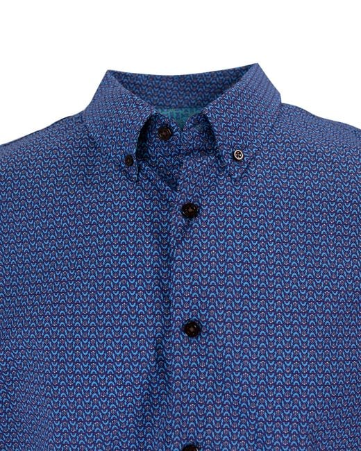 Lords of Harlech Tim Turtle Geo Shirt In Blue for men