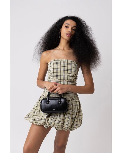 Amy Lynn Metallic Dionne Check Tartan Puffball Mini Dress