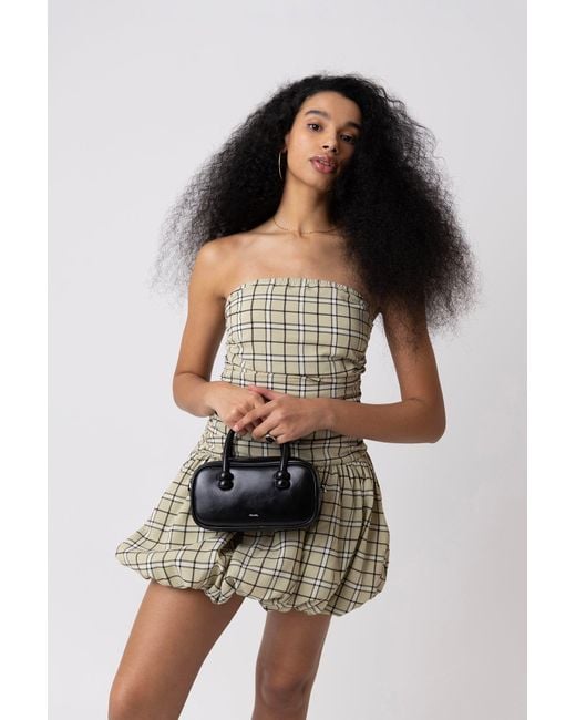 Amy Lynn Metallic Dionne Check Tartan Puffball Mini Dress