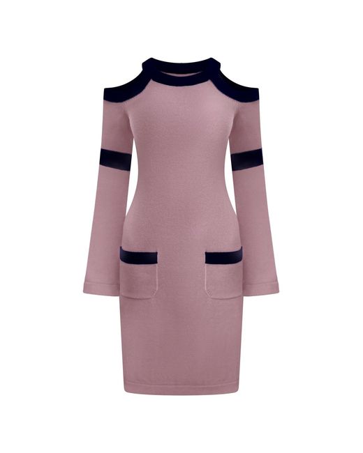 Why Mary Pink Serena Wool Knit Long Sleeve Cold Shoulder Dress