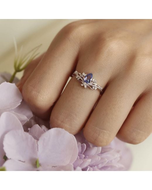 Azura Jewelry New York Blue Lotus Tanzanite Ring Vermeil