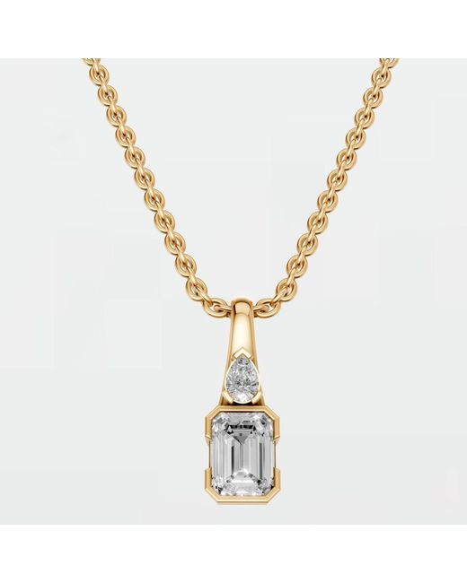 Aya Fine Jewelry Metallic 1.36 Ctw Emerald & Pear Cut Lab Diamond Pendant Necklace