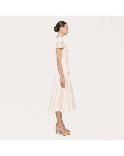 Nissa Natural Neutrals Belted Viscose Midi Dress Cream