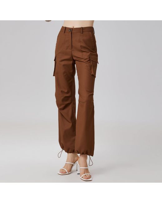 Smart and Joy Brown Drawstring Ankle Cargo Pants