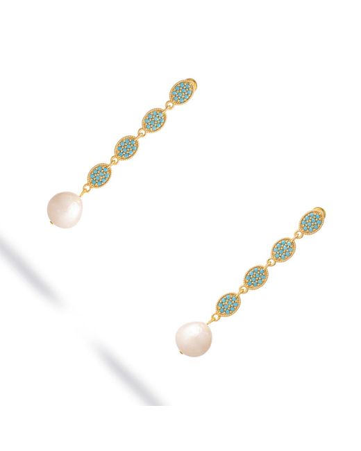Ebru Jewelry White Harmony Pearl Dangle Earrings