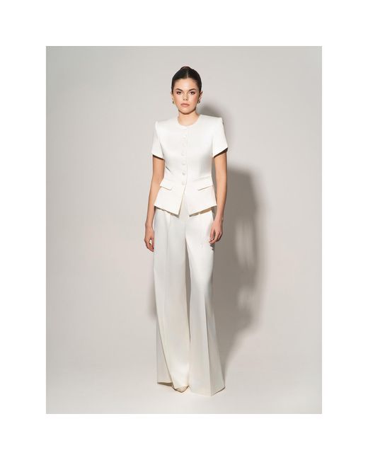 Tia Dorraine White Romantic Glow Short Sleeves Blazer & Trousers Set