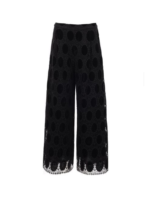 Traffic People Black The Great Silence Crochet Evie Wide Leg Trousers