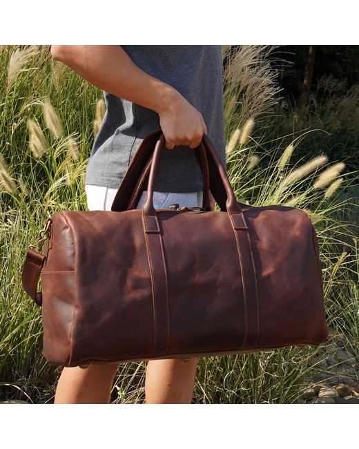 Touri Black Genuine Leather Holdall for men