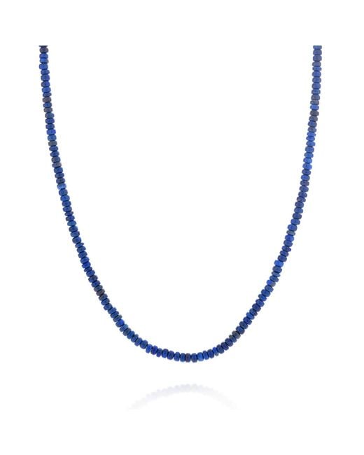 Nellou Jewellery Blue Lapis Lazuli Rondelle Necklace for men