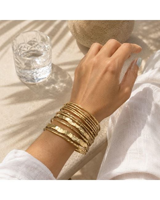 Rare Matters Jewelry Metallic Hammered Multi Wire Cuff Bracelet Semi Matte