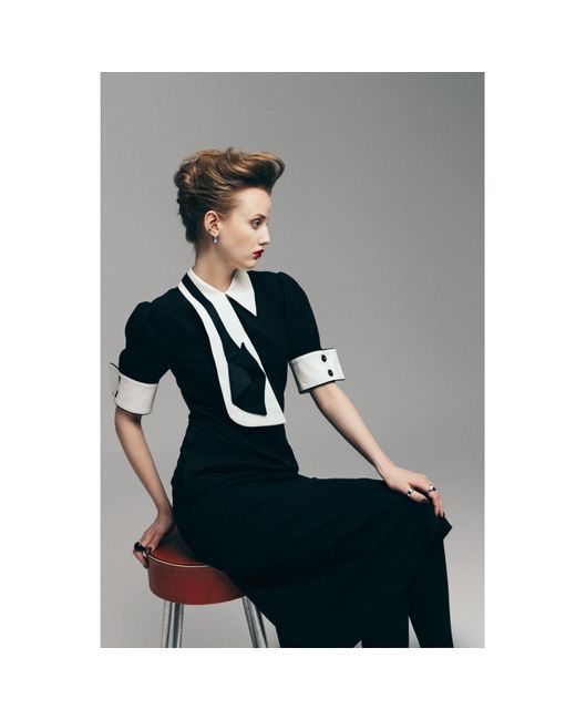 Julia Allert Black Formal Fitted Dress With Collar