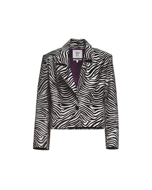 Maison sél Black Zebra Print Pony Hair Blazer Jacket
