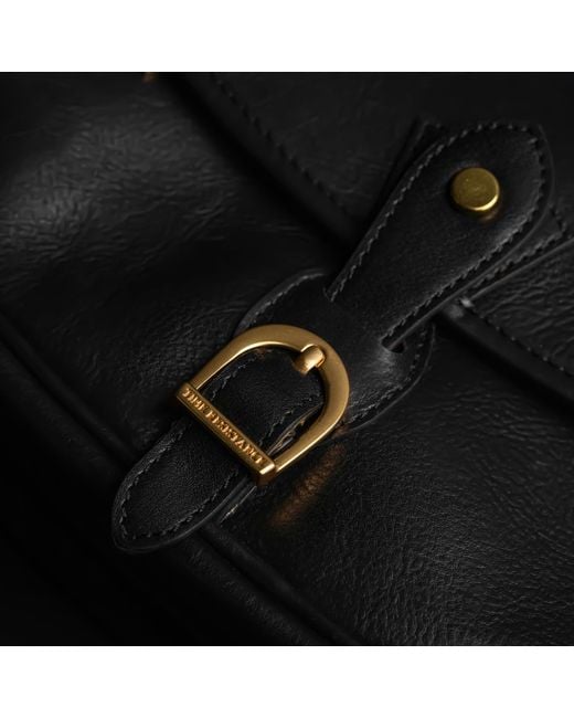 Time Resistance Black Leather Saddle Bag