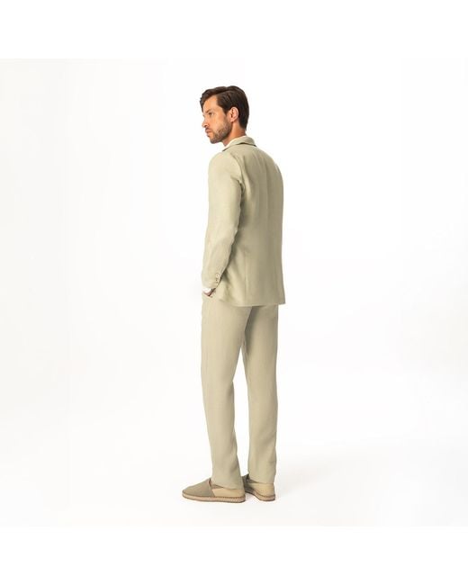 Haris Cotton White Neutrals Solid Lapel Neck Linen Blazer for men