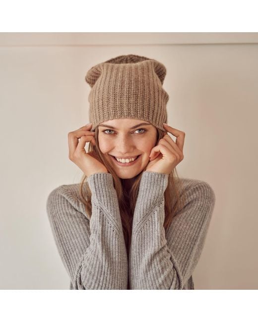 Bel Cashmere Brown Plain Knitted Cashmere Hat