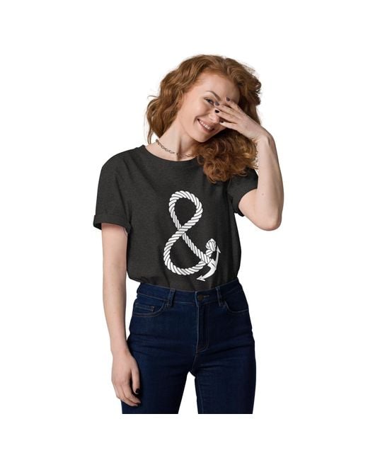 Anchor and Crew Black Heather Oversized Ampersand Signature Organic Cotton T-Shirt