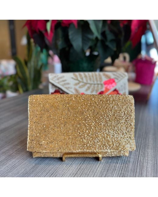 Pick Happy Metallic Steel Cut Beaded Petite Clutch