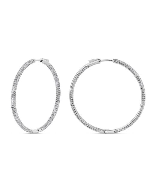 SALLY SKOUFIS Metallic Pursuit Pave Hoops With Made Cz Diamond Stimulant