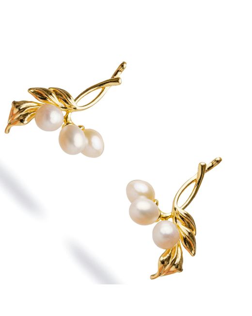 Ebru Jewelry Metallic Romantic Bridal Pearl Earrings