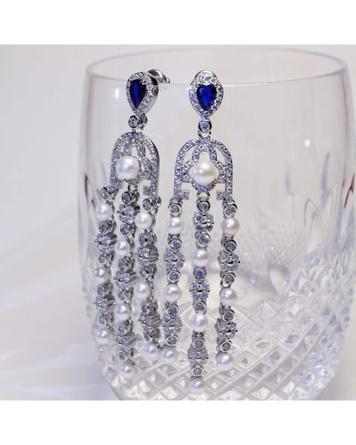 Ninemoo White Celeste Cascade Earrings