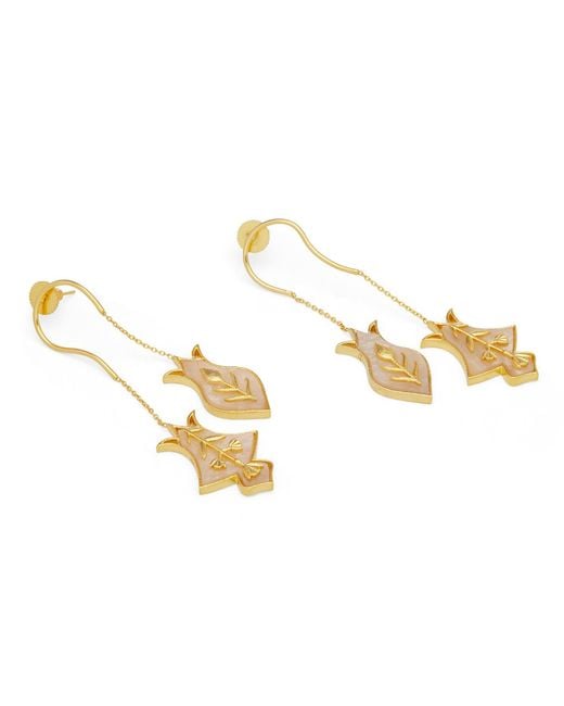 Dhwani Bansal Metallic Hamsa Earrings With Mother Of Pearl