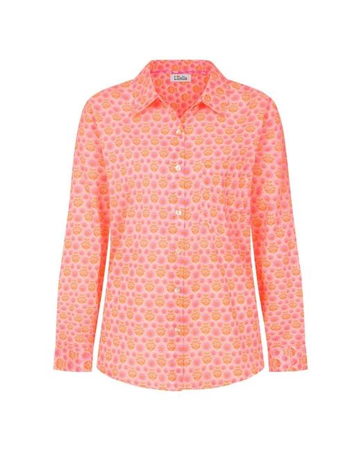 Luella Fashion Pink Eze Cotton Shirt Printed Pattern Neon