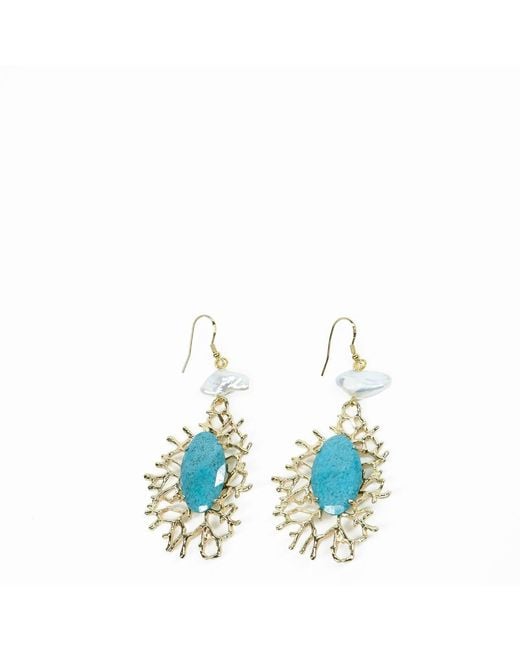 Addicted Blue Flora Dangle Earrings