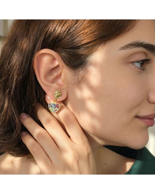 Harfi Multicolor Statement Ruby Sapphire Emerald Gemstone Earrings