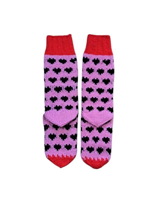 Springmoonatelier Red Handmade Wool-- Hat, Gloves And Socks Set