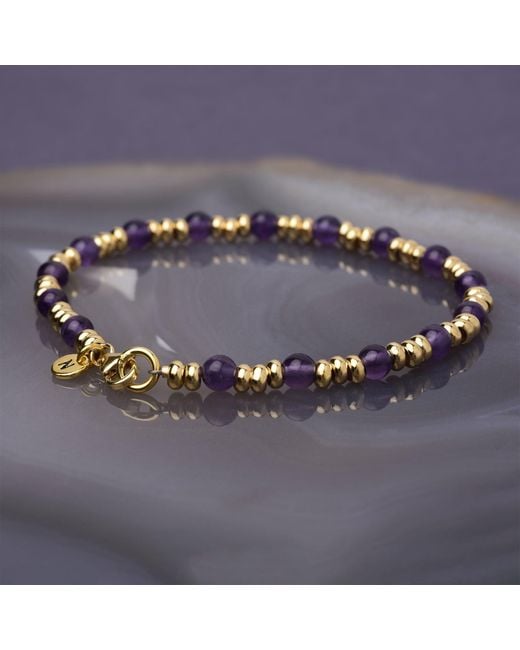 Nellou Jewellery Metallic Gem Amethyst Bracelet Birthstone February Sterling