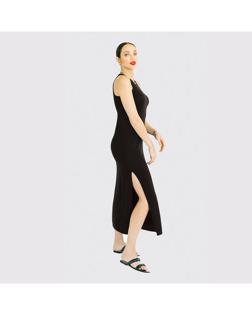 Zenzee Black Cashmere Maxi Dress With Side Slits