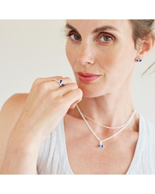 Linda Fiore Blue You & Me Baby Sterling Ring With Lapis Lazuli Stones