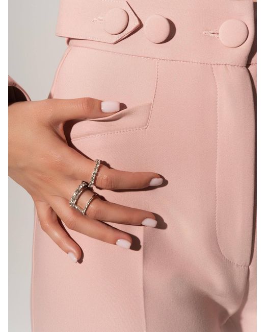 Tia Dorraine Pink Flared Trousers With Adjustable Waist