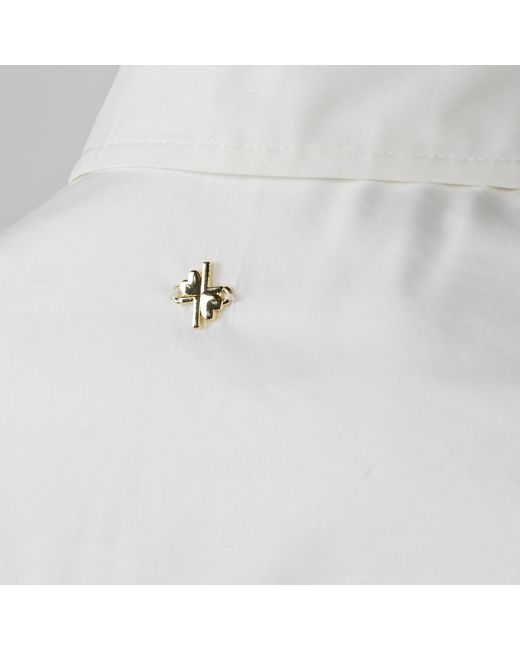 House of Laines London White Laines Couture Tie Shirt With Embellished Shoulder Snake