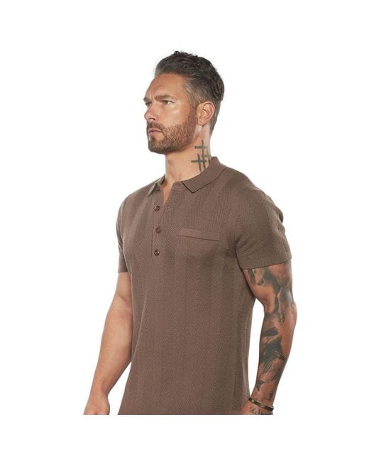 Weston Jon Boucher Brown Alastair Slim Fit Knit Polo for men