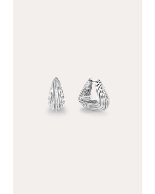 Vanhi White Juno Ridged Chunky Hoops