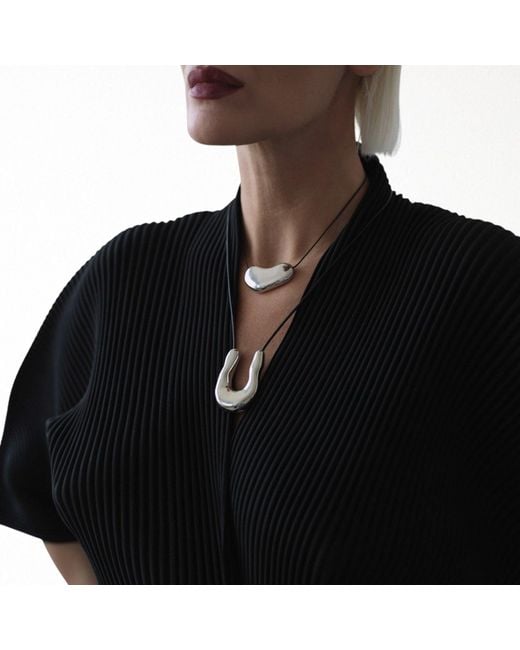 London Atelier Byproduct Metallic Bean Geometric Pendant Necklace