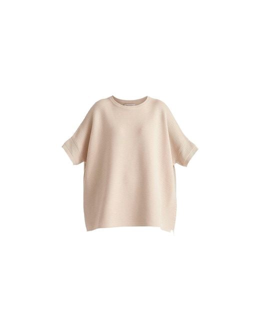 Paisie Natural Neutrals Short Sleeve Ribbed Jumper