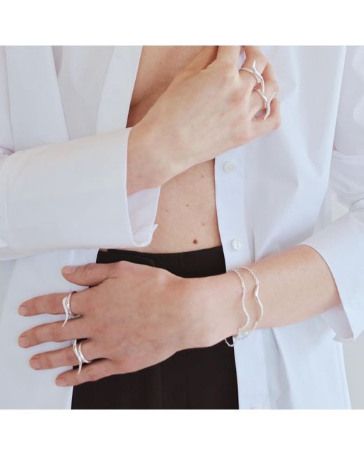 Linda Fiore Metallic Swirl Bracelet With Clear Cz