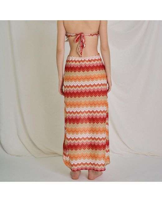 Aulala Paris Orange Sunset Waves Broderie Beach Sarong