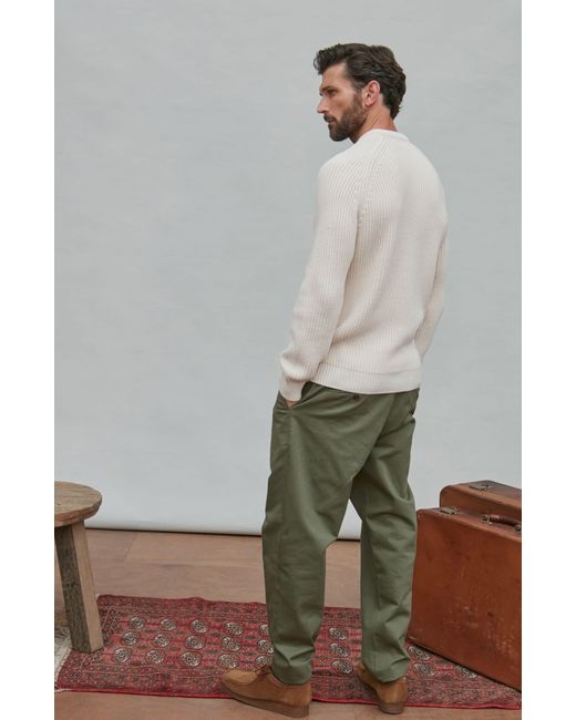 Paul James Knitwear Pink Neutrals Heavyweight Cotton Clark Fisherman Rib Knit Jumper for men