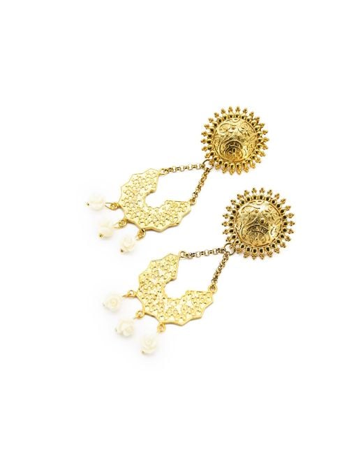 ADIBA Metallic Tranquility Roses Handmade Drop Earring