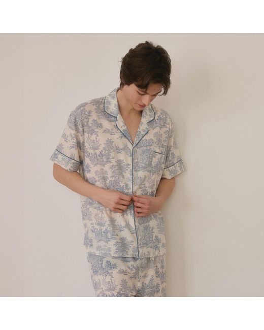Luna Luz Gray Elise Rayon-Cotton Short Sleeve Pajama Set for men