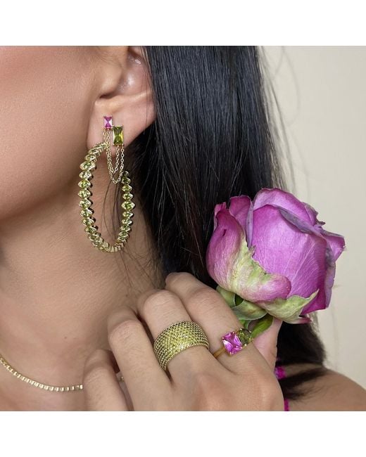 Native Gem Metallic Perfect Pair Ring- + Peridot