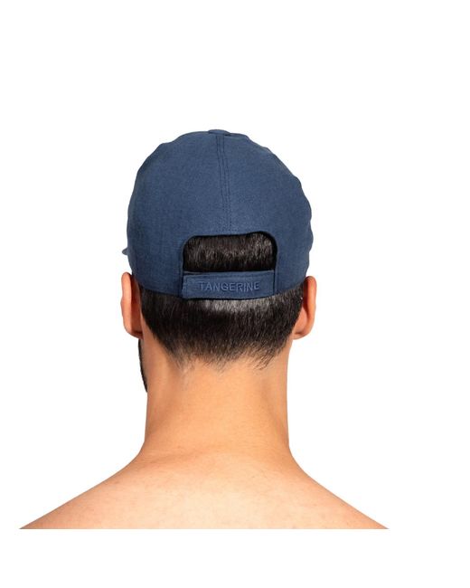 Maison Tangerine Blue Linen Baseball Hat Deep