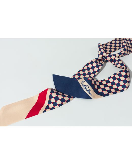 Lost Pattern Blue Checkerboard Twilly Scarf
