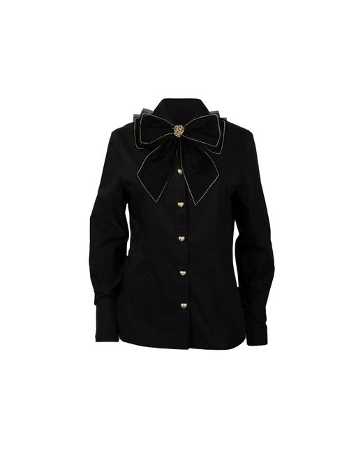 Laines London Black Laines Couture Tie Shirt With Embellished & Bow
