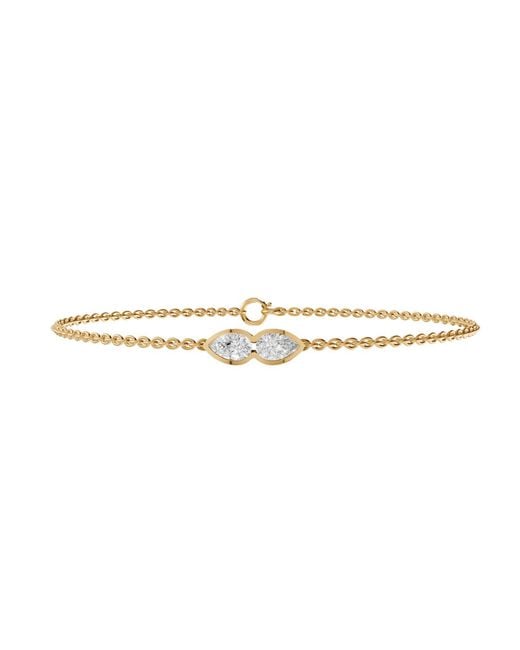 Aya Fine Jewelry Metallic Pear Two Stone Lab Diamond Chain Bracelet