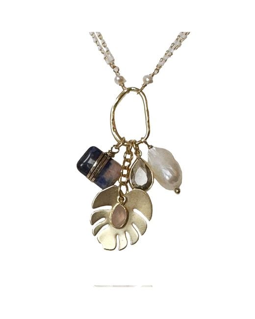 Rare Matters Jewelry Metallic Radiance Charm Sodalite Necklace