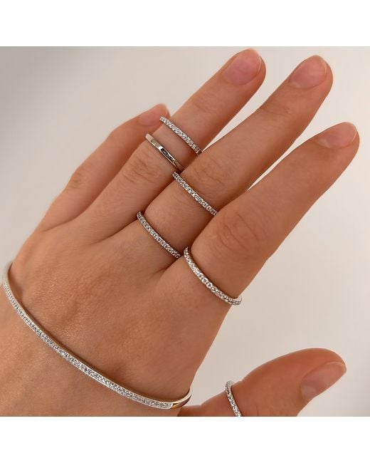 SALLY SKOUFIS White Rythm Midi Ring With Made Cz Diamond Stimulant